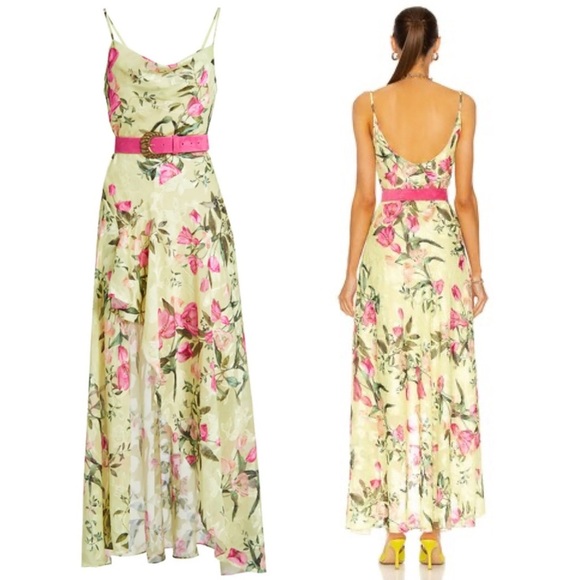 PatBO Tula Slip Dress in Lemon Yellow Floral Print XS - Picture 12 of 12
